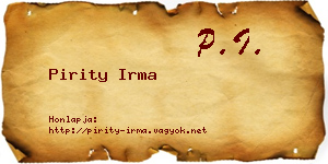 Pirity Irma névjegykártya